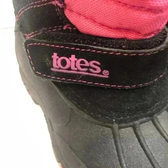 Totes Youth Girls Pink and black Rain and Snow boots size 7 - Picture 2 of 6